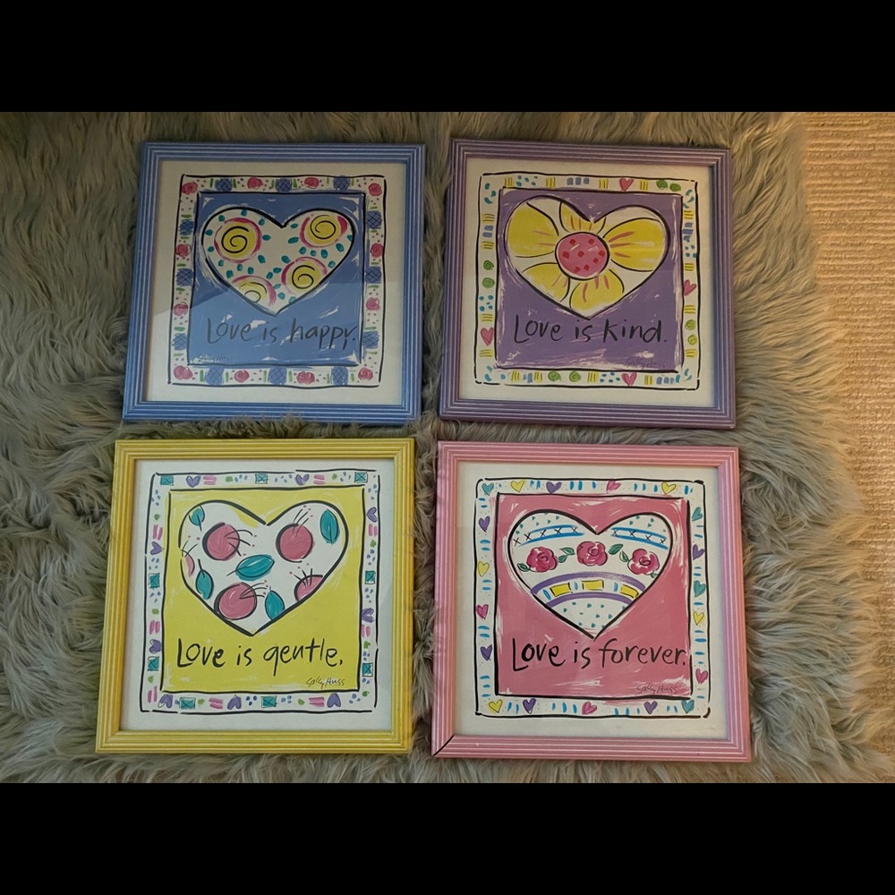 4 matching Sally Huss Love prints